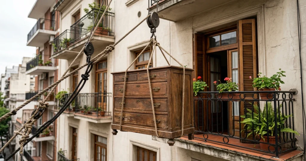 Servicio de izaje: cómo subir muebles por balcón